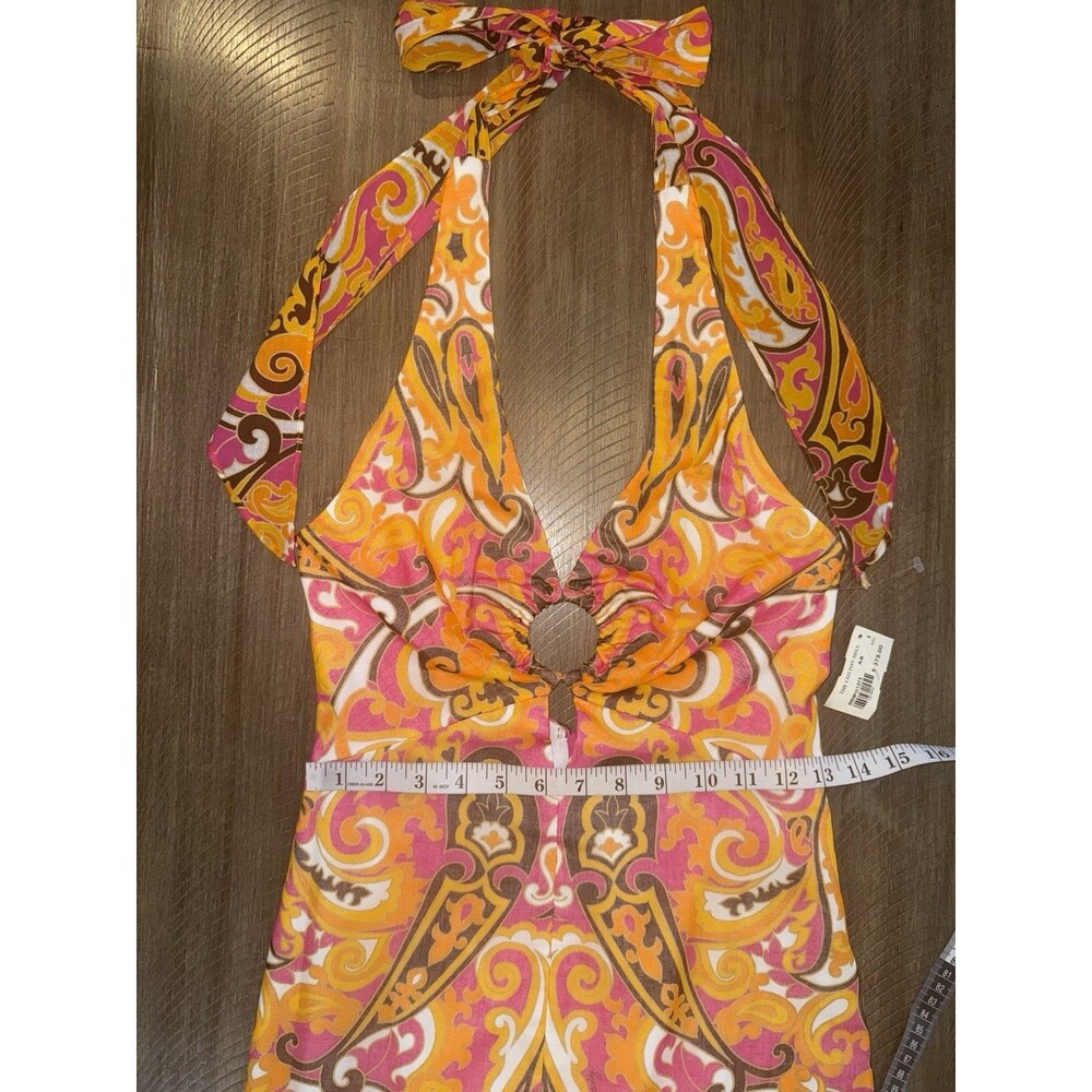 NWT An Original Milly Of New York Orange Pink Paisley Halter Dress Size 2 $375 - Picture 10 of 16
